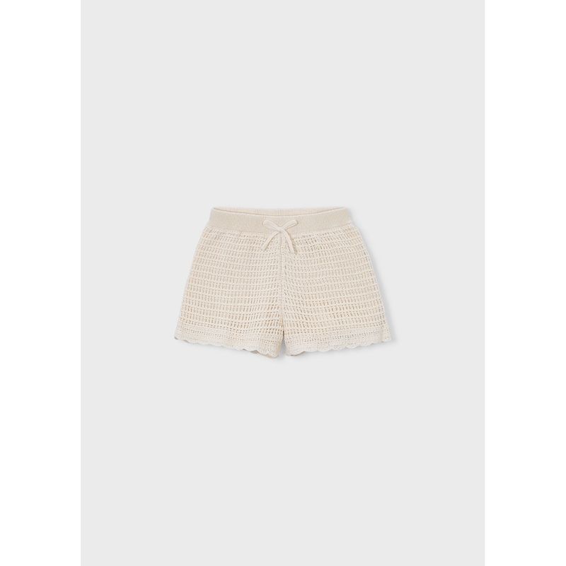 BEIGE KNIT SHORTS OPEN WEAVE / 3223-050
