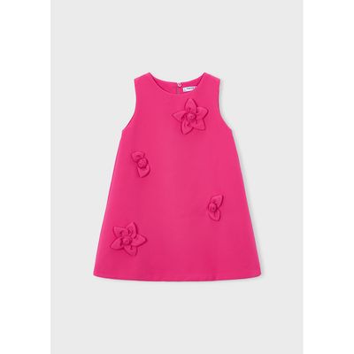 FUSCHIA CREPE DRESS FLOWER APPLIQUES / 3922-094