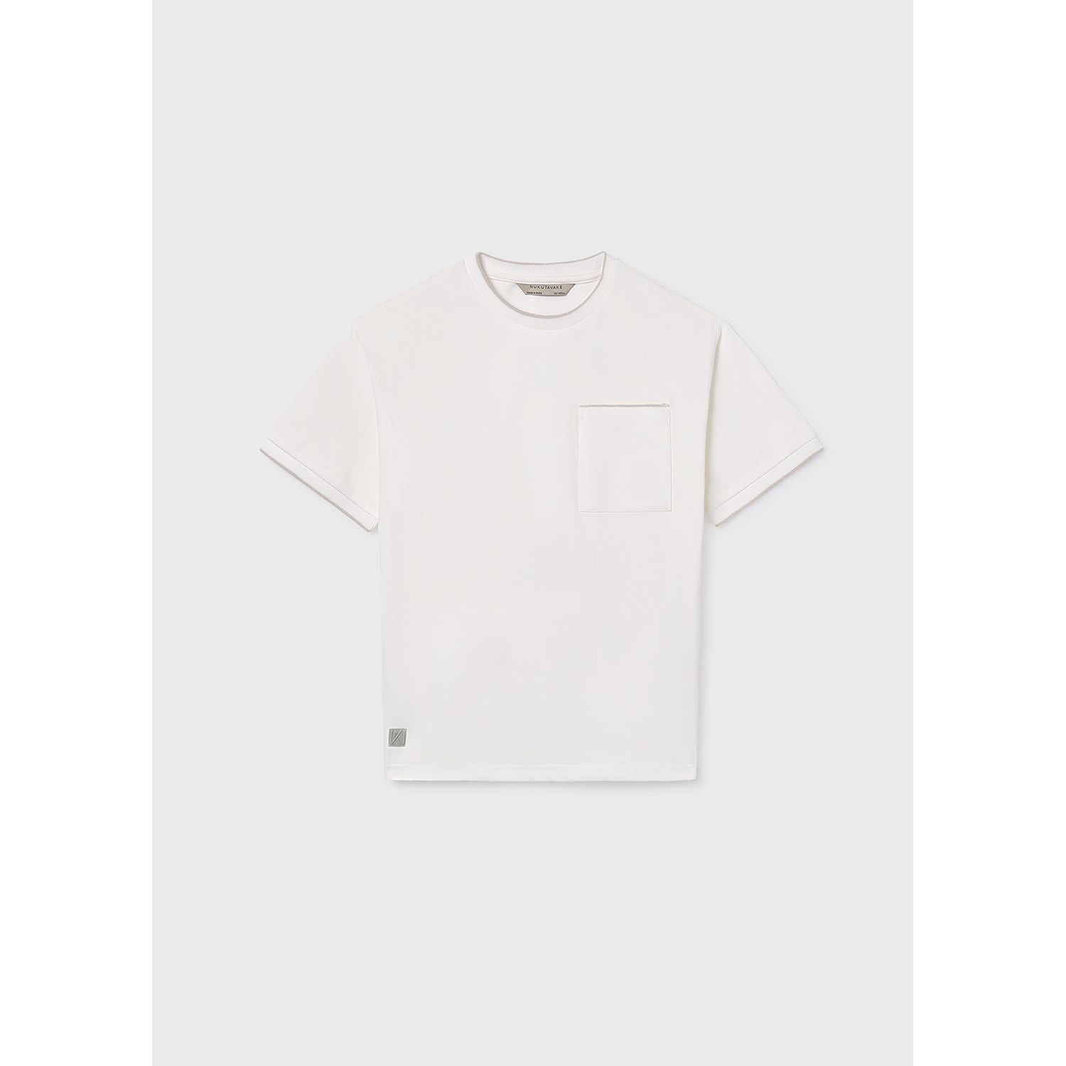 CREAM TSHIRT SHORT SLEEVE POCKET KAKI TRIM / 6030-010