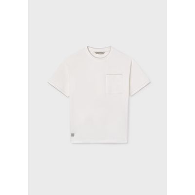 CREAM TSHIRT SHORT SLEEVE POCKET KAKI TRIM / 6030-010