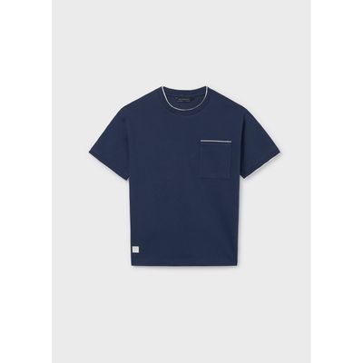 NAVY BLUE TSHIRT SHORT SLEEVE POCKET WHT. TRIM / 6030-011