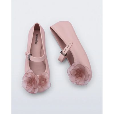 PINK SOFT BALLERINA SHOE FLOWER PETAL APPLIQUE MINI MELISSA / 37822-B0992