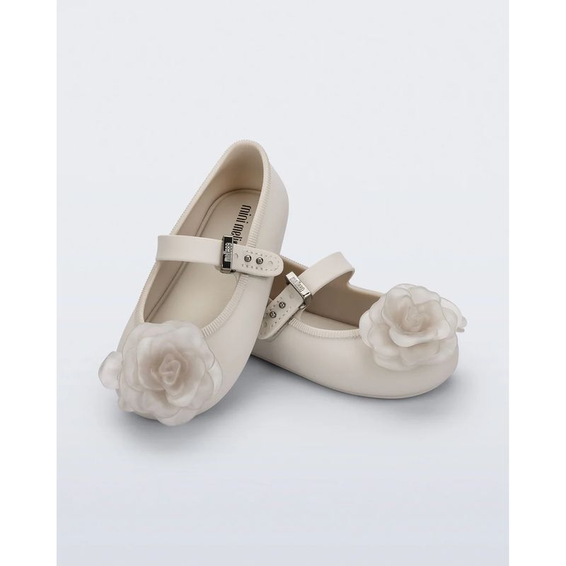 BEIGE BALLERINA SHOE FLOWER APPLIQUE STRAP / 37823-B0979