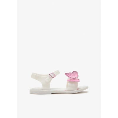 PEARLY WHITE SANDAL PINK BUTERFLY APPLIQUE MINI MELISSA / 37803-BN928
