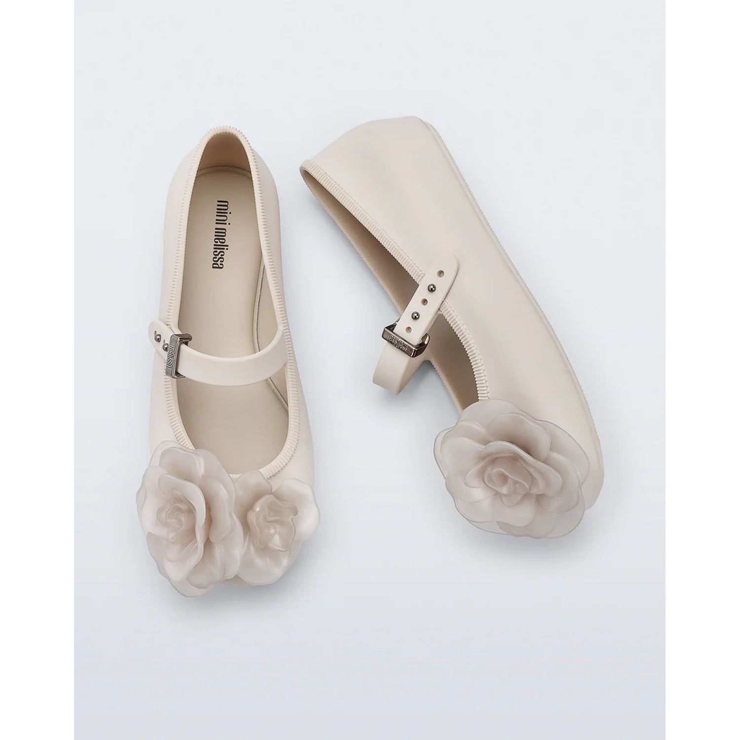 BEIGE SHOE FLOWER APPLIQUE MINI MELISSA / 37822-B0986