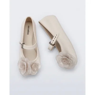 BEIGE SHOE FLOWER APPLIQUE MINI MELISSA / 37822-B0986