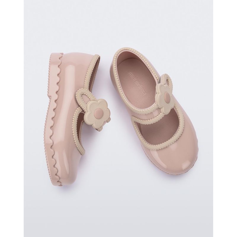 PINK SHOE LIGHT PINK FLOWER TRIM & STRAP MINI MELISSA / 36261-BN548