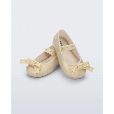 PEARLY BEIGE SHOE BOW APPLIQUE MINI MELISSA / 37838-BP390