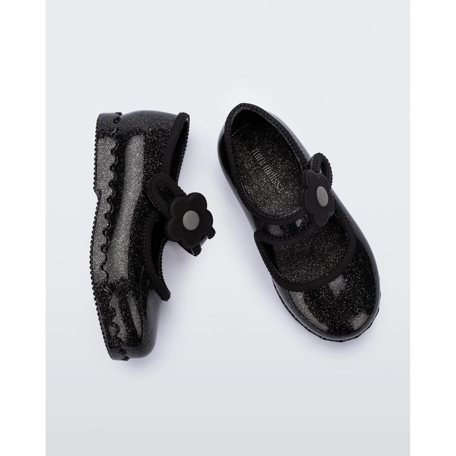BLACK GLITTER SHOE VELCRO STRAP MINI MELISSA / 36261-BN547