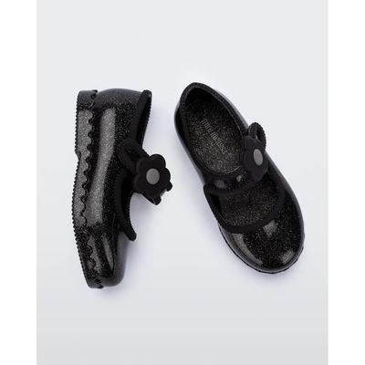 BLACK GLITTER SHOE VELCRO STRAP MINI MELISSA / 36261-BN547