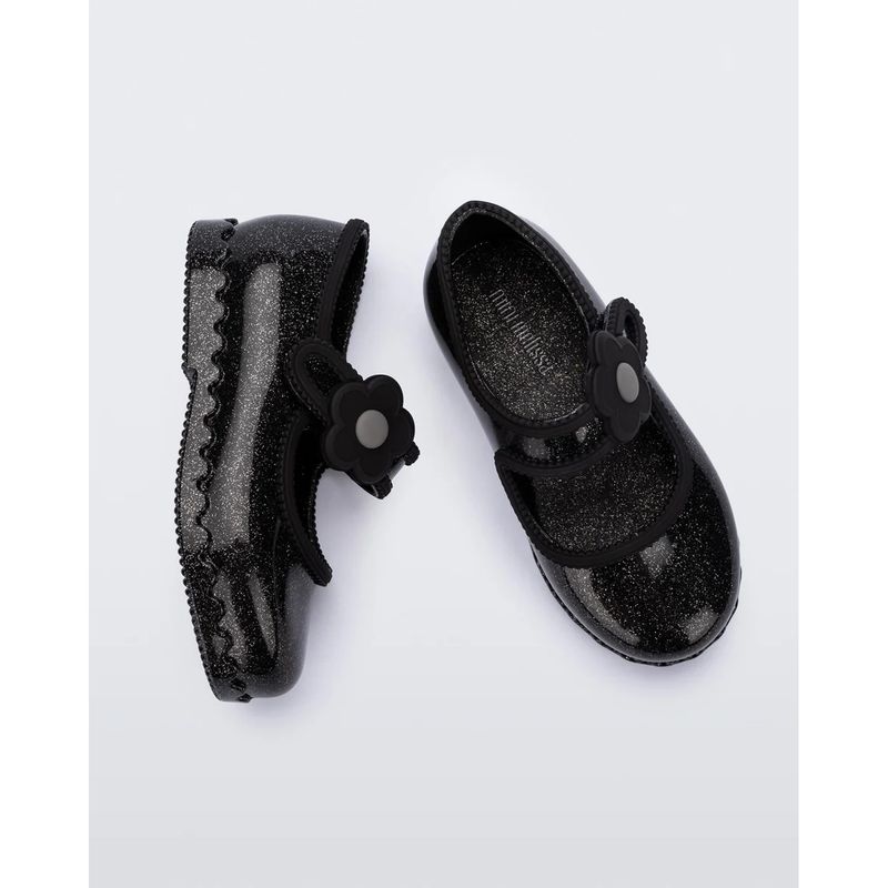 BLACK GLITTER SHOE VELCRO STRAP MINI MELISSA / 36261-BN547