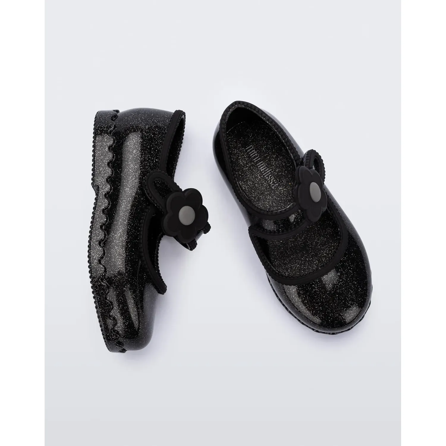 BLACK GLITTER SHOE VELCRO STRAP MINI MELISSA / 36261-BN547