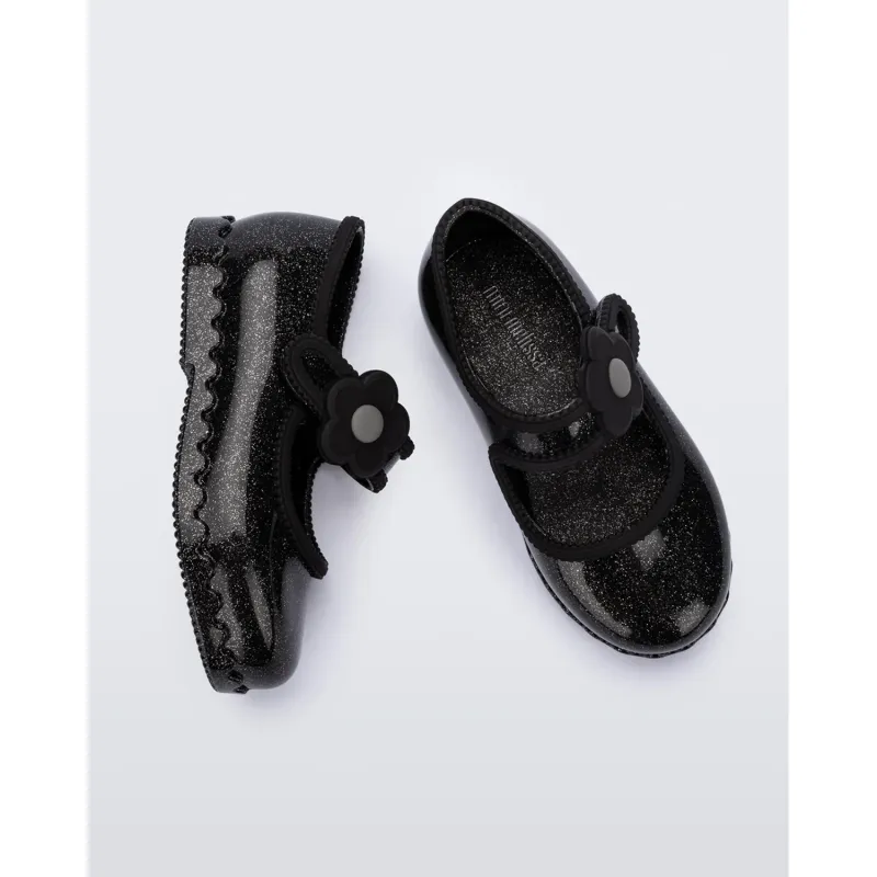 BLACK GLITTER SHOE VELCRO STRAP MINI MELISSA / 36261-BN547