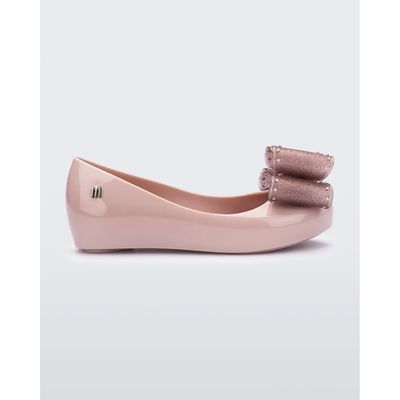 LIGHT PINK SHOE DOUBLE GLITTER BOW TRIM MINI MELISSA / 35966-BQ713