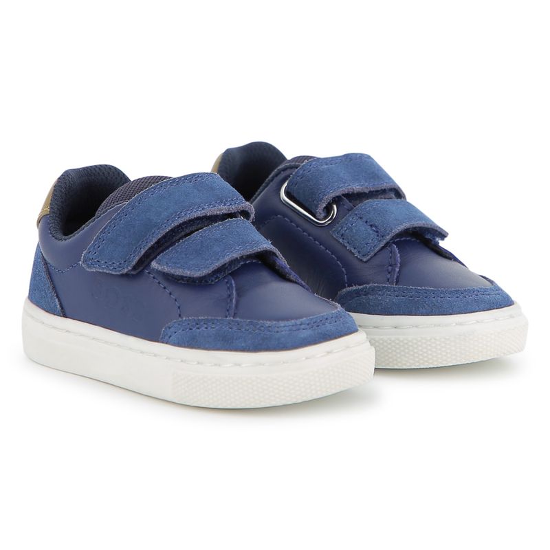 NAVYSNEAKER SHOE COW LEATHER & CANVAS SUEDE TRIM / J52826-849
