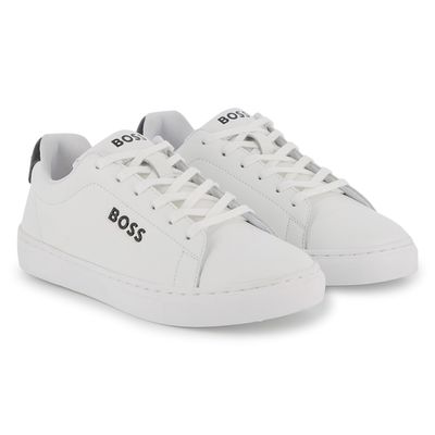 WHITE SNEAKER SHOE COW NAPPA LEATHER WITH LACES / J53248-10P