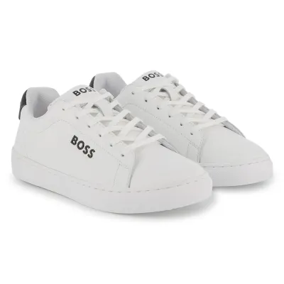 WHITE SNEAKER SHOE COW NAPPA LEATHER WITH LACES / J53248-10P