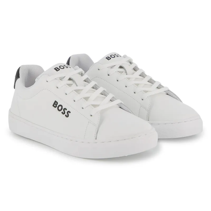 WHITE SNEAKER SHOE COW NAPPA LEATHER WITH LACES / J53248-10P