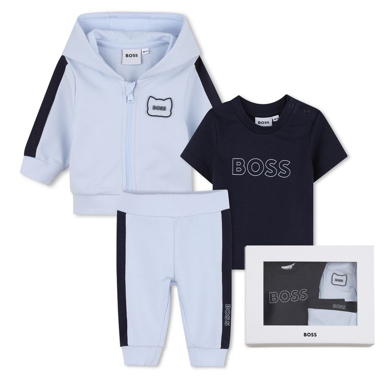 3PC BLUE & NAVY HOODED CARDIGAN TSHIRT & PANT SET / J53051-771