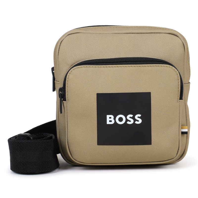 BROWN MESSENGER BAG BLACK STRAP & TRIM WHT BOSS LOGO / J53133-295