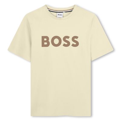 BEIGE TSHIRT SHORT SLEEVE BRWN BOSS LOGO / J52711-21C