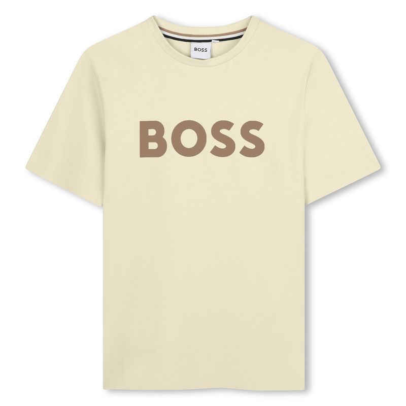 BEIGE TSHIRT SHORT SLEEVE BRWN BOSS LOGO / J52711-21C