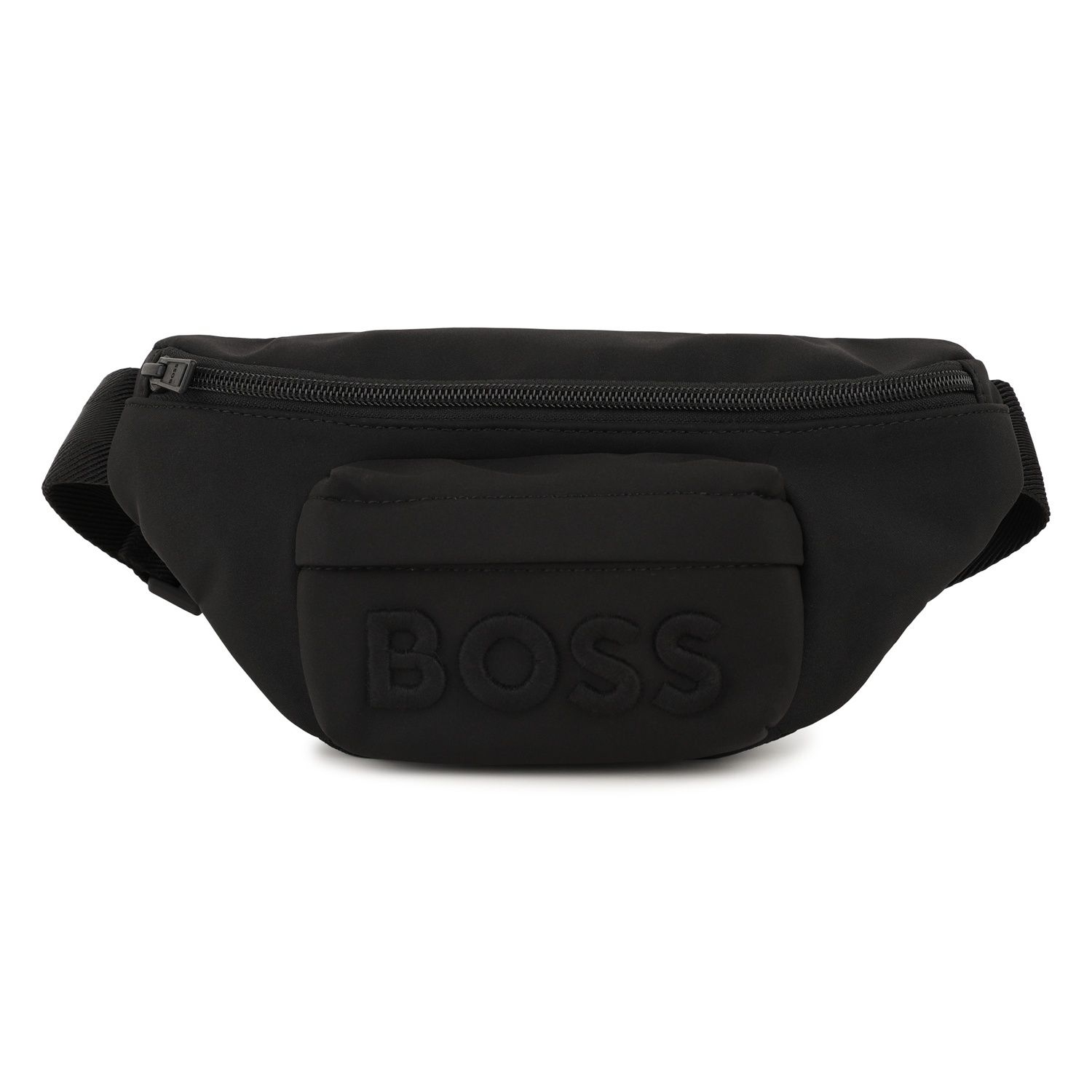 BLACK WAISTBAG EMBROIDERED BOSS LOGO ADJ STRAP / J53135-09B