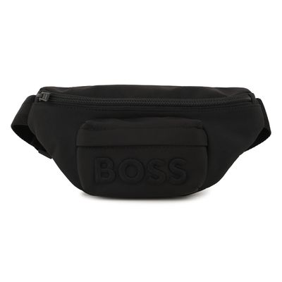 BLACK WAISTBAG EMBROIDERED BOSS LOGO ADJ STRAP / J53135-09B