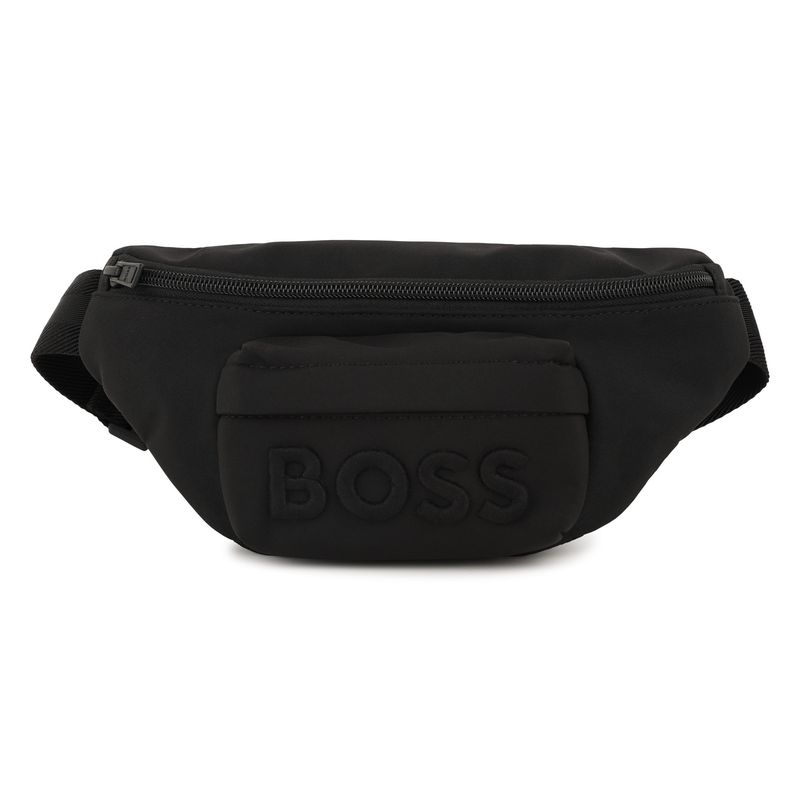 BLACK WAISTBAG EMBROIDERED BOSS LOGO ADJ STRAP / J53135-09B