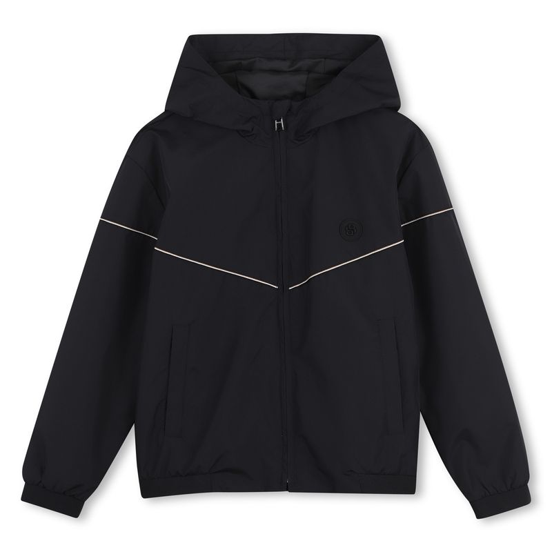 BLACK WINDBREAKER JACKET HOODED / J52996-09B