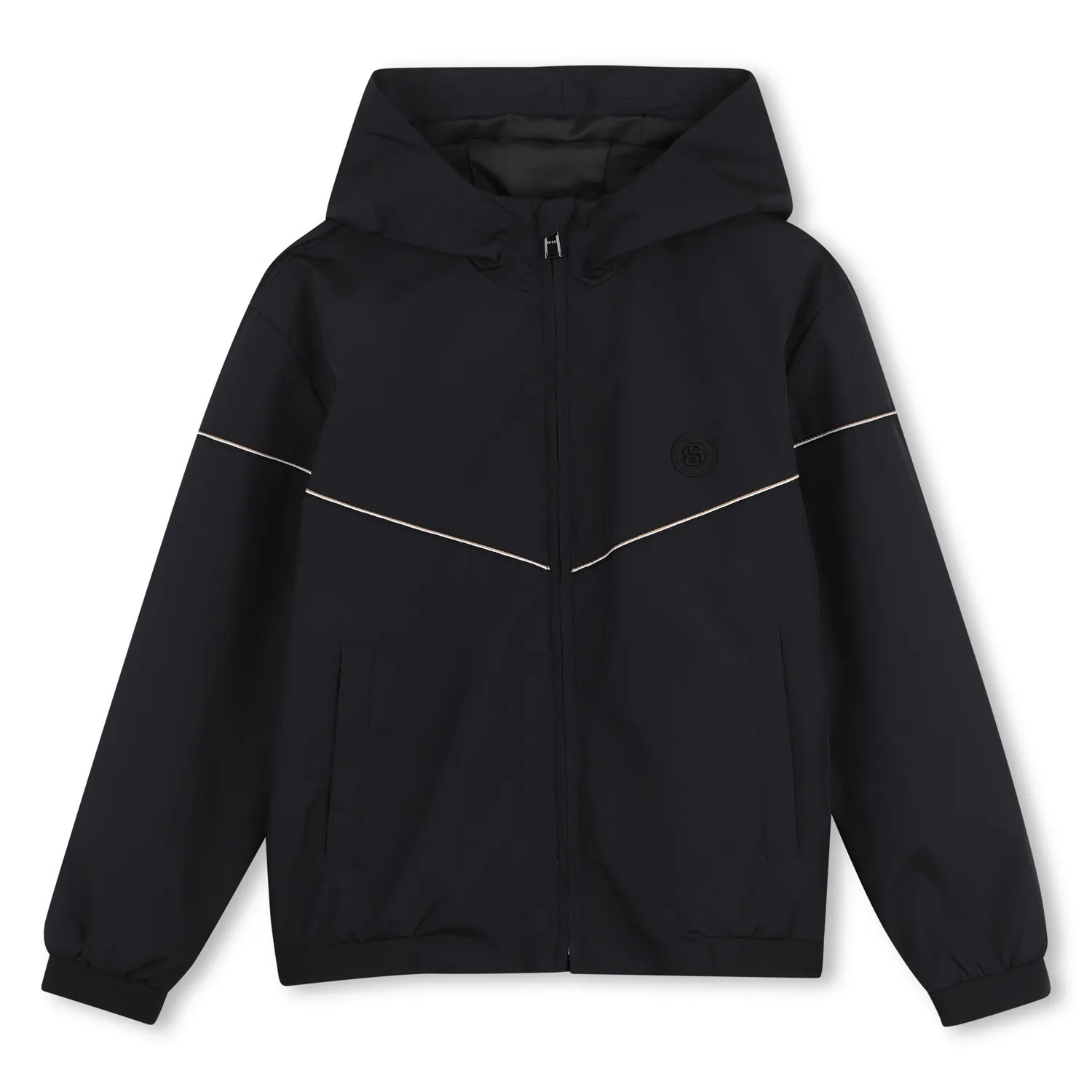 BLACK WINDBREAKER JACKET HOODED / J52996-09B
