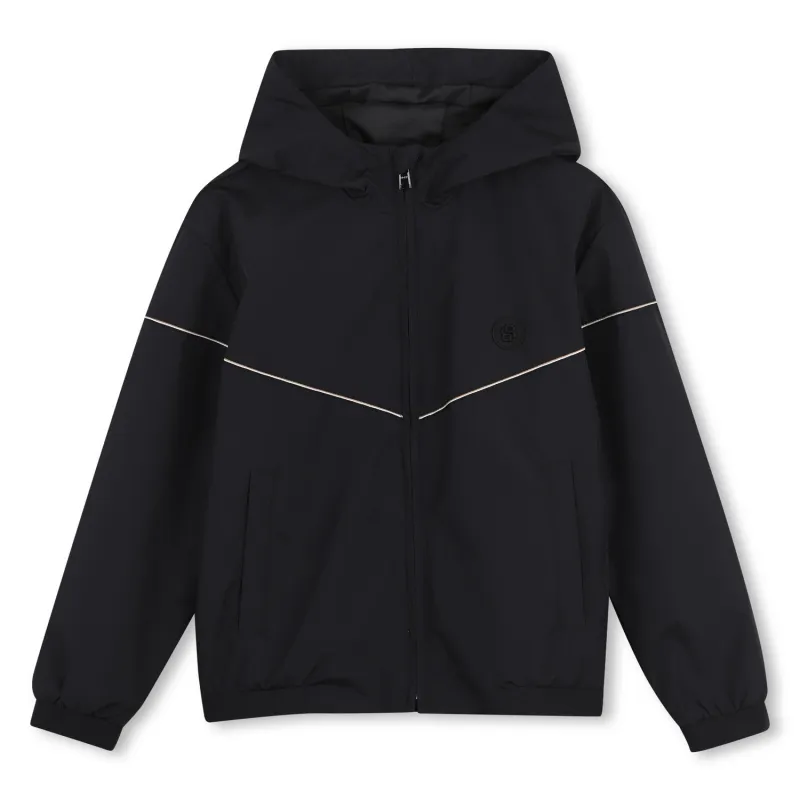 BLACK WINDBREAKER JACKET HOODED / J52996-09B