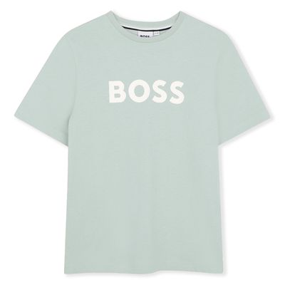 LIGHT GREEN TSHIRT SHORT SLEEVE WHT BOSS LOGO / J52711-73K