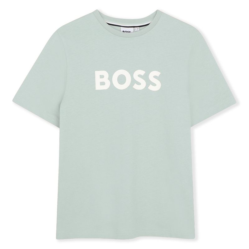 LIGHT GREEN TSHIRT SHORT SLEEVE WHT BOSS LOGO / J52711-73K