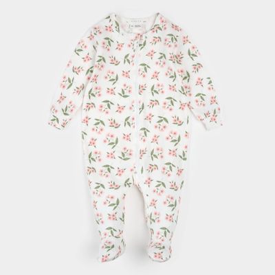 OFF WHITE SLEEPER PEACH & GREEN FLOWER PRINT 2 WAY ZIPPER CLOSURE / 26SGL30P01/B