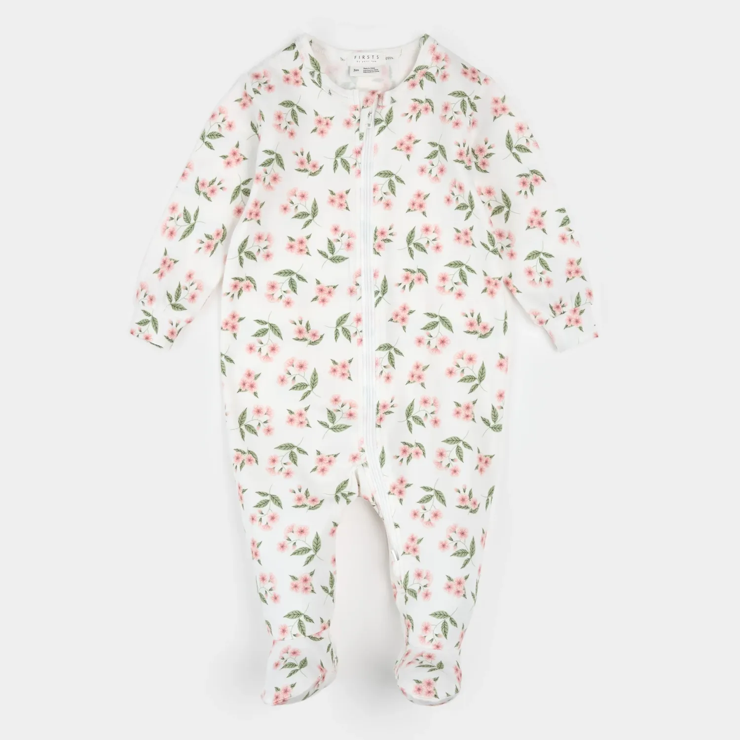 OFF WHITE SLEEPER PEACH & GREEN FLOWER PRINT 2 WAY ZIPPER CLOSURE / 26SGL30P01/B