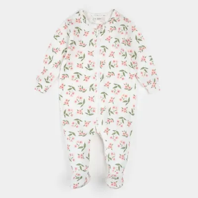 OFF WHITE SLEEPER PEACH & GREEN FLOWER PRINT 2 WAY ZIPPER CLOSURE / 26SGL30P01/B