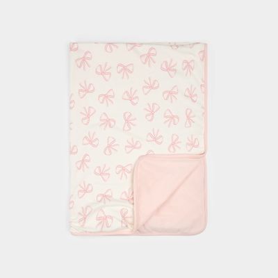 BEIGE BLANKET PEACH BOW PRINT / 26SGL30A01