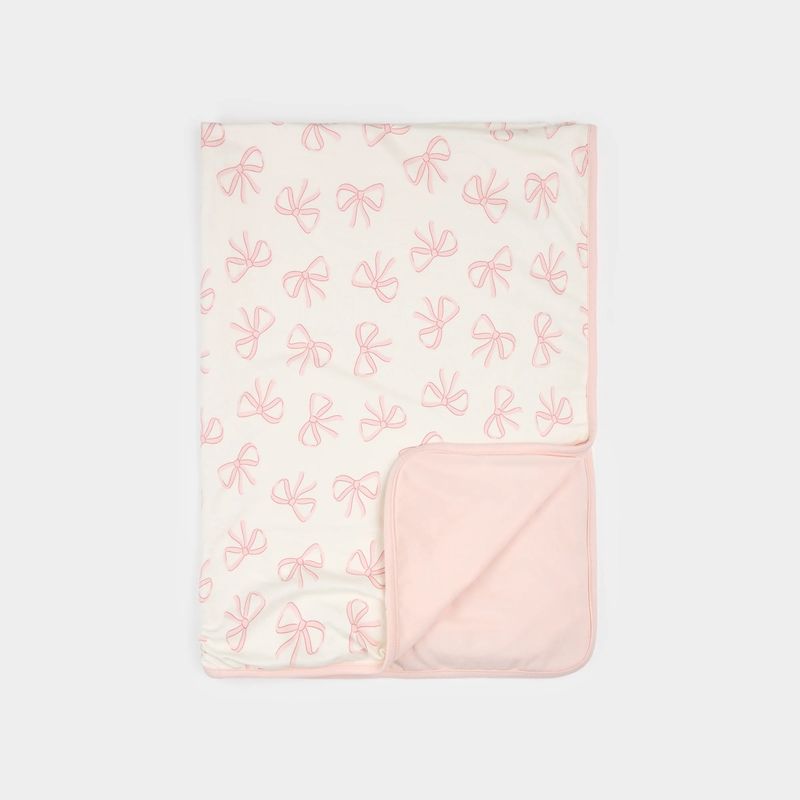 BEIGE BLANKET PEACH BOW PRINT / 26SGL30A01