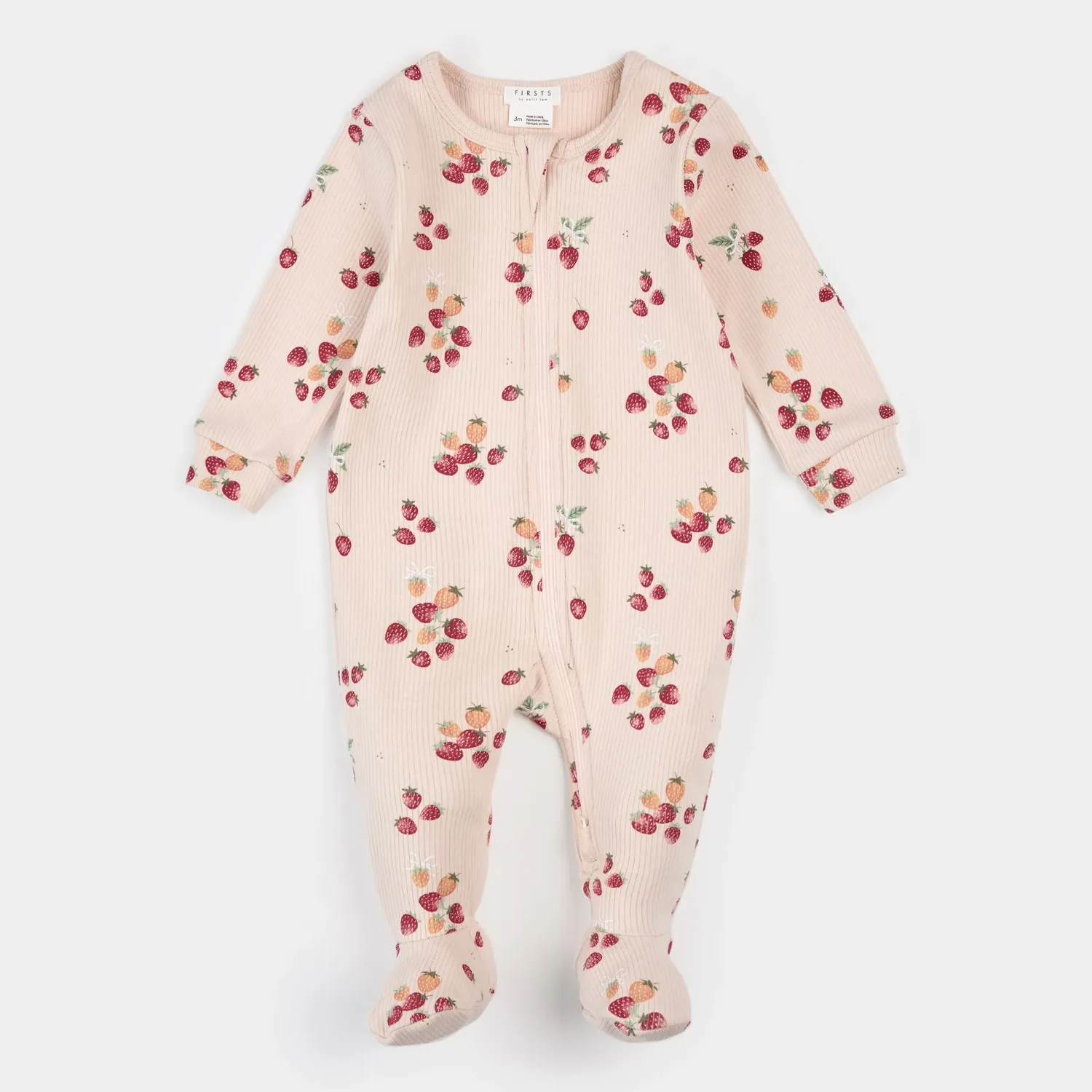 LIGHT PINK SLEEPER BERRIES PRINT 2 WAY ZIPPER CLOSURE RIBBED / 26SGL30P01/B