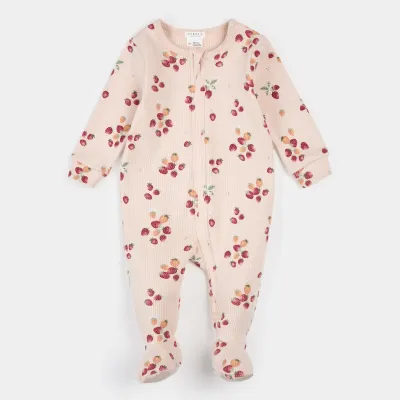 LIGHT PINK SLEEPER BERRIES PRINT 2 WAY ZIPPER CLOSURE RIBBED / 26SGL30P01/B