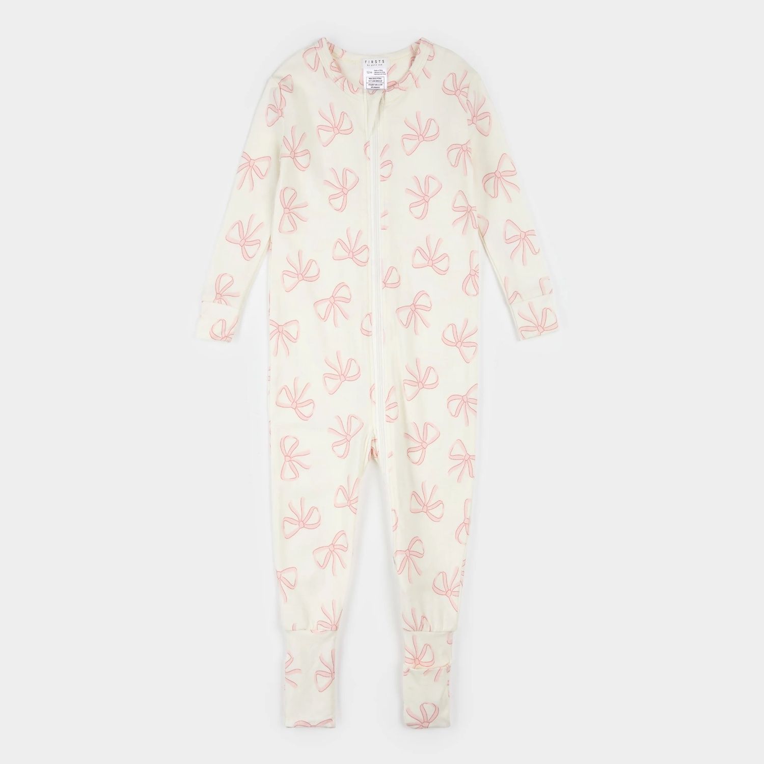 BEIGE CONVERTIBLE SLEEPER PINK BOW PRINT 2WAY ZIPPER CLOSURE / 26SGL30Q03/B