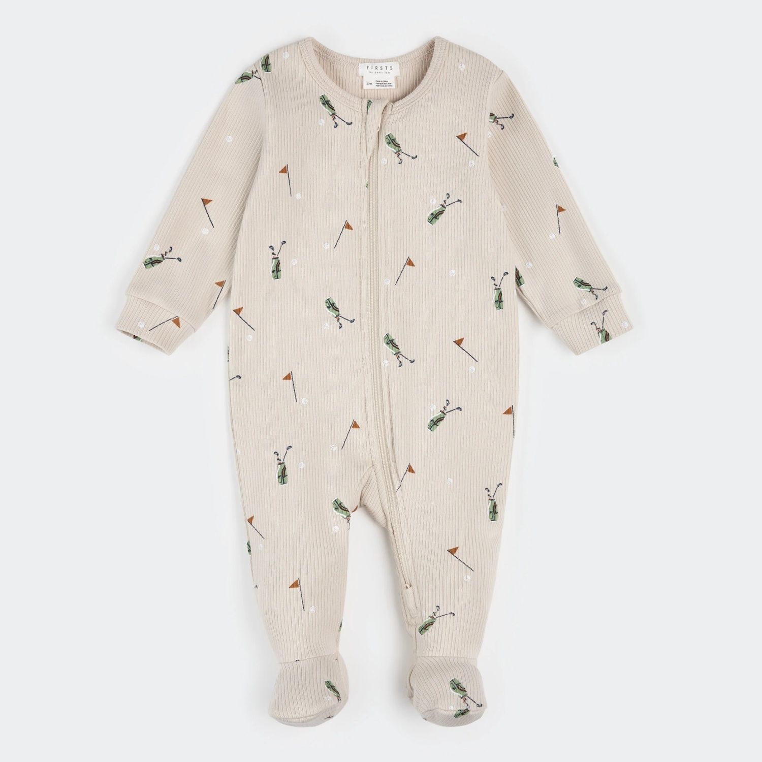 BEIGE RIBBED SLEEPER GOLF PRINT 2 WAY CLOSURE / 26SGL33P01/B