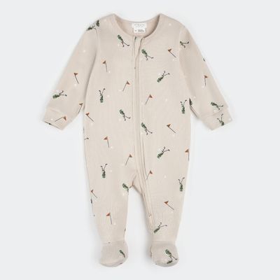 BEIGE RIBBED SLEEPER GOLF PRINT 2 WAY CLOSURE / 26SGL33P01/B