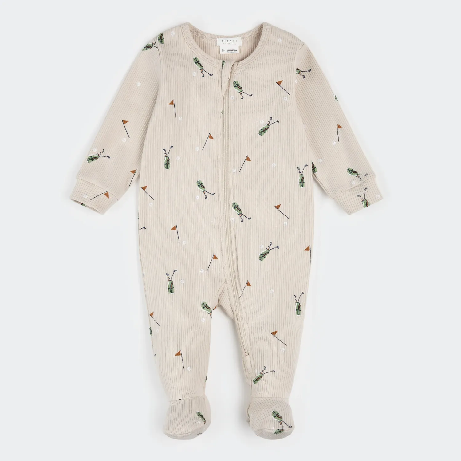 BEIGE RIBBED SLEEPER GOLF PRINT 2 WAY CLOSURE / 26SGL33P01/B