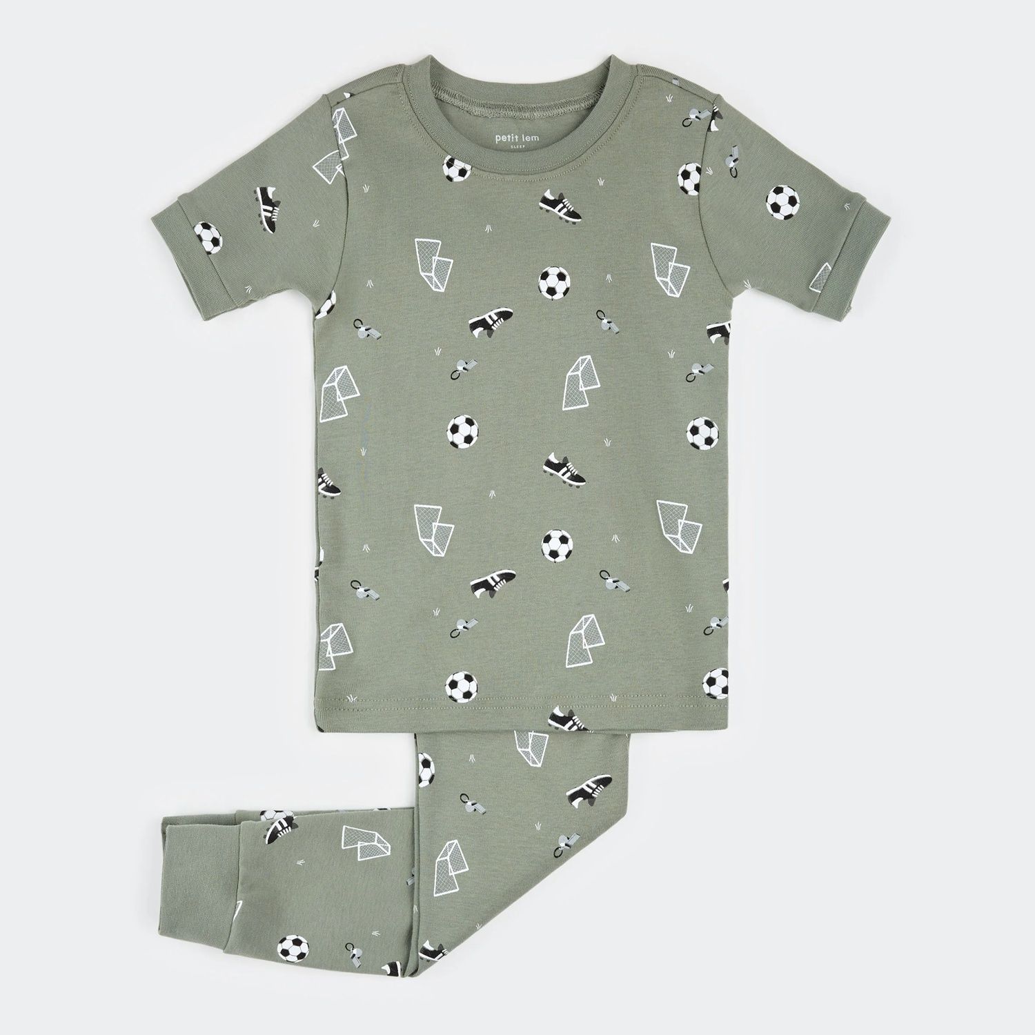 2PC GREEN PYJAMA SET SOCCERBALL PRINT / 26SRS17Q03/K