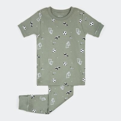2PC GREEN PYJAMA SET SOCCERBALL PRINT / 26SRS17Q03/K