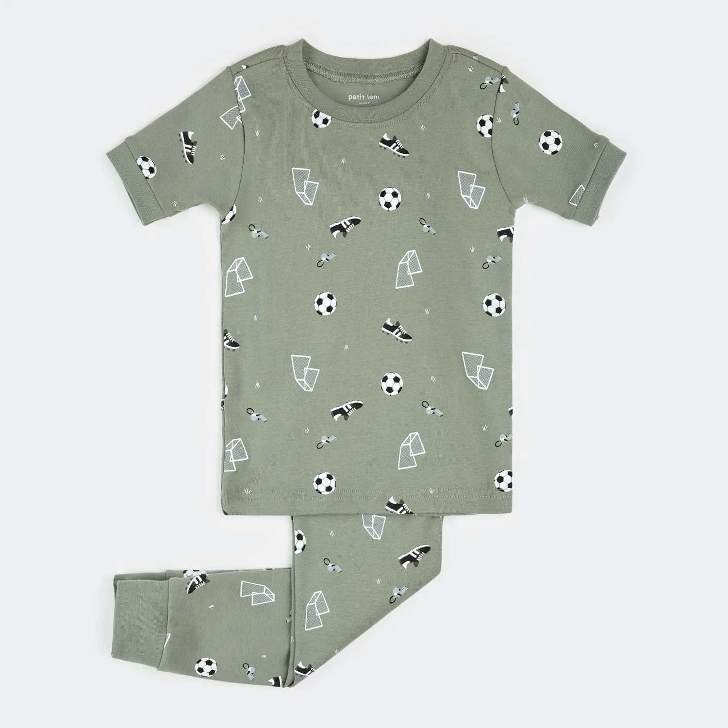 2PC GREEN PYJAMA SET SOCCERBALL PRINT / 26SRS17Q03/K