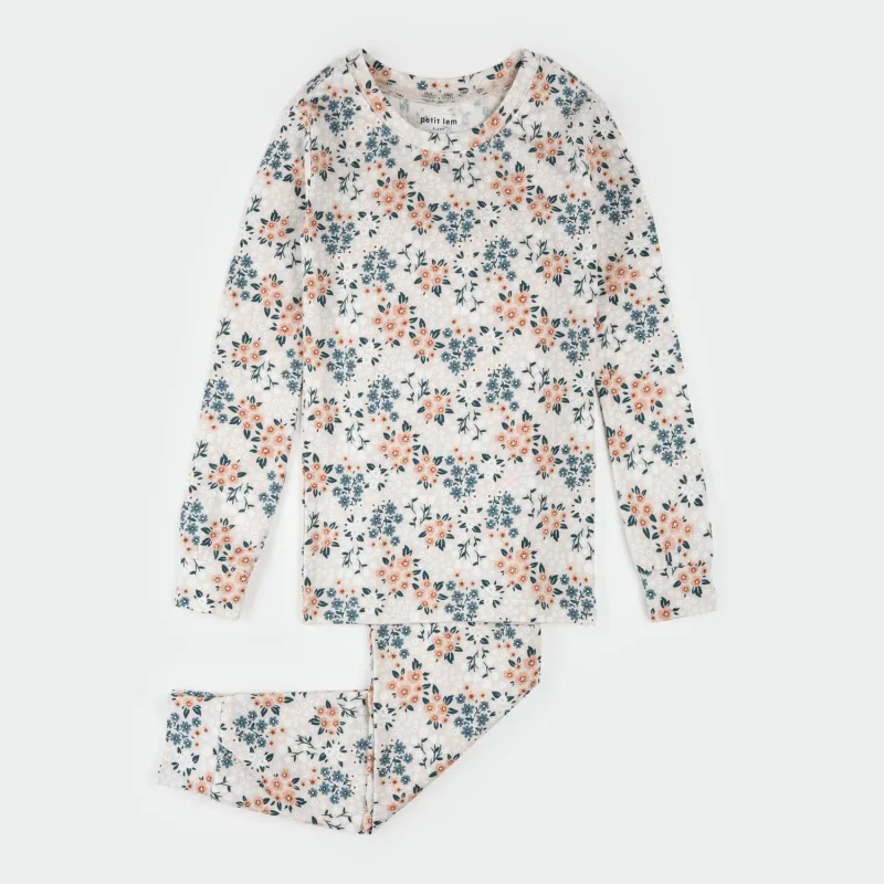2PC BEIGE & GREEN FLORAL PYJAMA / 26SRS32Q02/K