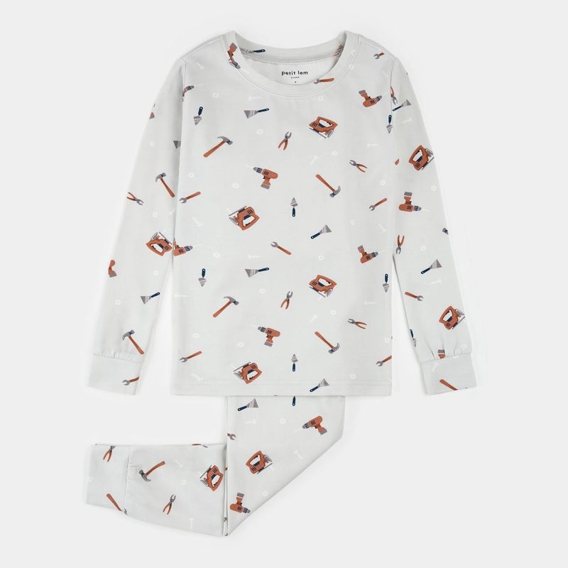 2PC LIGHT GREY PYJAMA TOOL PRINT / 26SRS31Q04/K